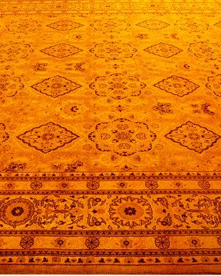 Modern Overdyed Hand Knotted Wool Yellow Area Rug 8' 2" x 10' 2"