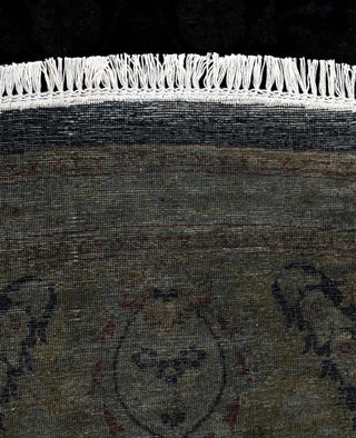 Contemporary Overdyed Wool Hand Knotted Black Round Area Rug 9' 1" x 9' 1"