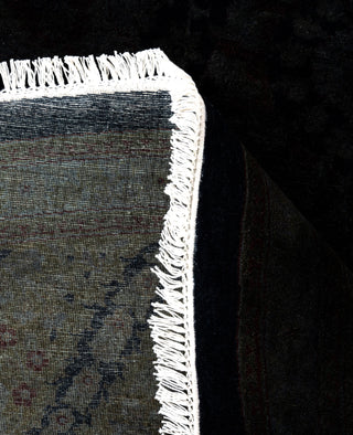 Contemporary Overdyed Wool Hand Knotted Black Round Area Rug 9' 1" x 9' 1"