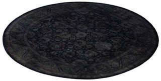 Contemporary Overdyed Wool Hand Knotted Black Round Area Rug 9' 1" x 9' 1"