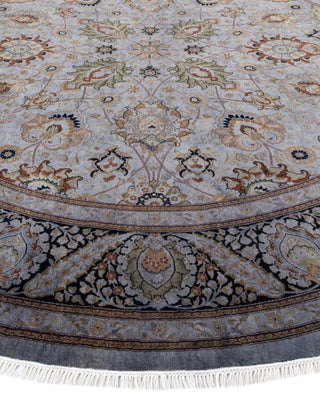 Contemporary Overdyed Wool Hand Knotted Gray Round Area Rug 9' 1" x 9' 1"