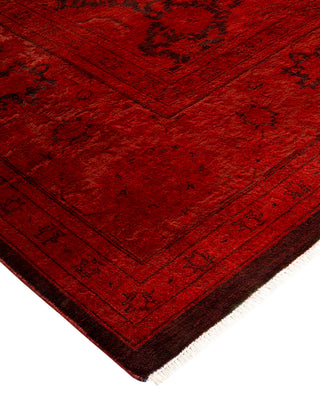 Modern Overdyed Hand Knotted Wool Red Area Rug 8' 2" x 9' 10"