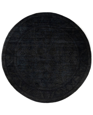 Contemporary Overdyed Wool Hand Knotted Black Round Area Rug 9' 1" x 9' 1"