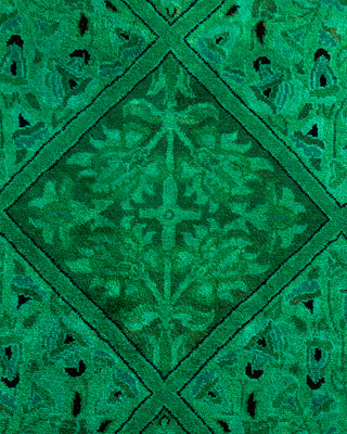 Modern Overdyed Hand Knotted Wool Green Octagon Area Rug 7' 1" x 7' 1"