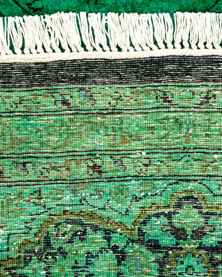 Contemporary Hand-Knotted Overdyed Green Octagon Area rug 7' 1" x 7' 1"