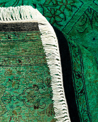 Contemporary Hand-Knotted Overdyed Green Octagon Area rug 7' 1" x 7' 1"