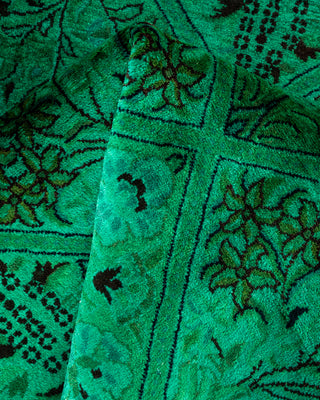 Contemporary Hand-Knotted Overdyed Green Octagon Area rug 7' 1" x 7' 1"