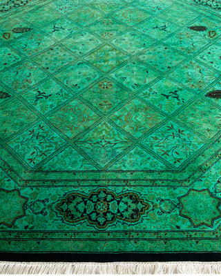 Contemporary Hand-Knotted Overdyed Green Octagon Area rug 6' 1" x 6' 1"