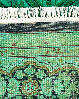 Contemporary Hand-Knotted Overdyed Green Octagon Area rug 6' 1" x 6' 1"