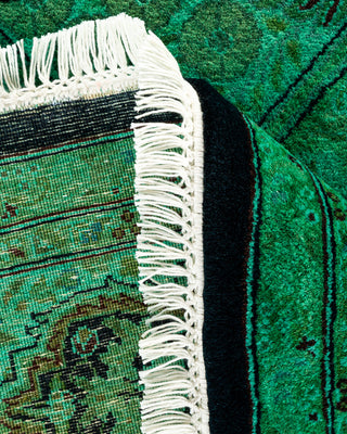 Contemporary Hand-Knotted Overdyed Green Octagon Area rug 6' 1" x 6' 1"