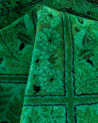 Contemporary Hand-Knotted Overdyed Green Octagon Area rug 6' 1" x 6' 1"