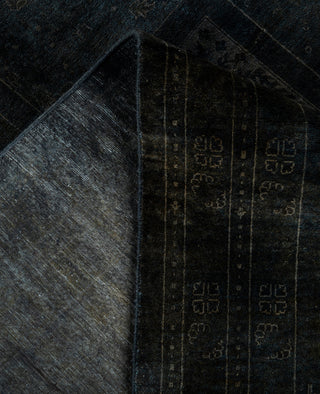 Overdyed One-of-a-Kind Wool Black Area Rug 12' 2" x 18' 6"