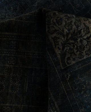 Overdyed One-of-a-Kind Wool Black Area Rug 12' 2" x 18' 6"
