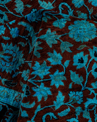 Contemporary Hand Knotted Overdyed Blue Area Rug 4' 2" x 6' 1"