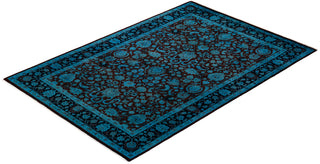 Contemporary Hand Knotted Overdyed Blue Area Rug 4' 2" x 6' 1"