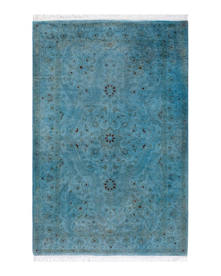 Contemporary Fine Vibrance Blue Wool Area Rug 3' 3" x 4' 10"