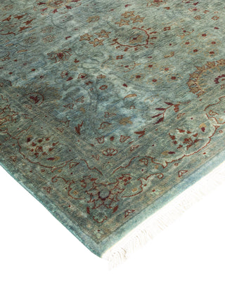 Modern Overdyed Hand Knotted Wool Blue Runner 3' 2" x 5' 1"