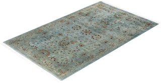 Contemporary Hand-Knotted Overdyed Blue Runner 3' 2" x 5' 1"
