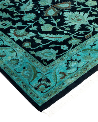 Modern Overdyed Hand Knotted Wool Black Area Rug 3' 2" x 5' 2"