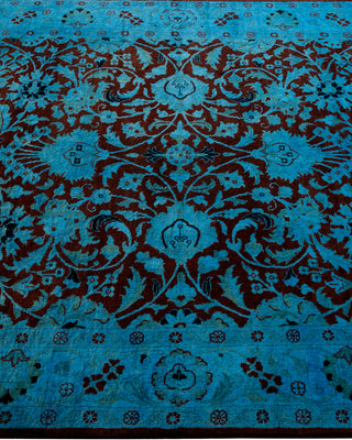 Modern Overdyed Hand Knotted Wool Blue Area Rug 4' 1" x 6' 1"