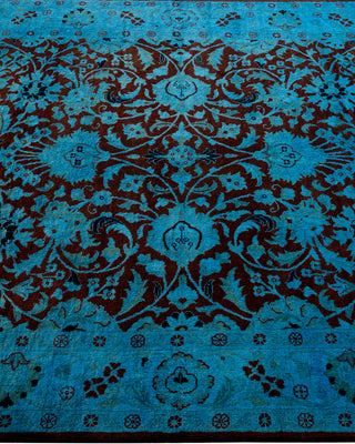 Contemporary Hand Knotted Overdyed Blue Area Rug 4' 1" x 6' 1"