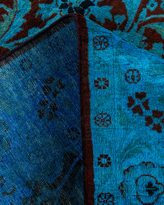 Contemporary Hand Knotted Overdyed Blue Area Rug 4' 1" x 6' 1"