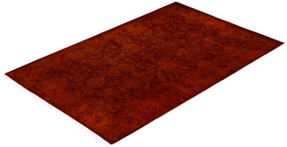 Contemporary Overdyed Wool Hand Knotted Orange Area Rug 3' 2" x 5' 1"