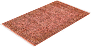 Modern Overdyed Hand Knotted Wool Pink Area Rug 3' 2" x 5' 3"