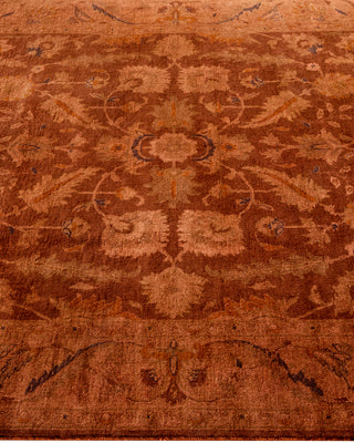 Modern Overdyed Hand Knotted Wool Brown Area Rug 4' 1" x 6' 5"