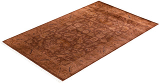 Modern Overdyed Hand Knotted Wool Brown Area Rug 4' 1" x 6' 5"