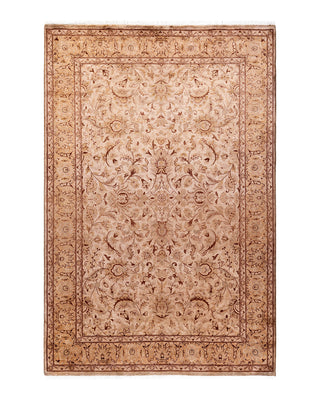Contemporary Fine Vibrance Brown Wool Area Rug 4' 2" x 6' 3"