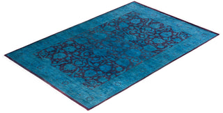 Fine Vibrance, One-of-a-Kind Hand-Knotted Area Rug  - Blue, 4' 2" x 6' 2"
