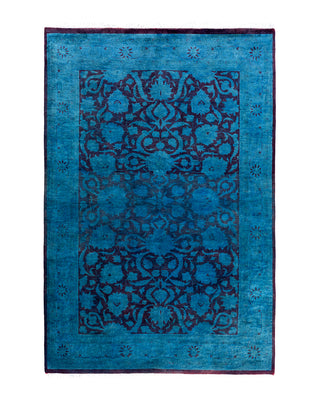 Fine Vibrance, One-of-a-Kind Hand-Knotted Area Rug  - Blue, 4' 2" x 6' 2"