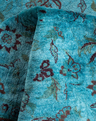 Contemporary Hand Knotted Overdyed Blue Area Rug 4' 2" x 6' 2"