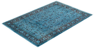 Contemporary Hand Knotted Overdyed Blue Area Rug 4' 2" x 6' 2"