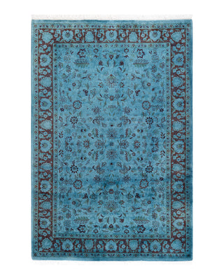 Contemporary Fine Vibrance Blue Wool Area Rug 4' 2" x 6' 2"