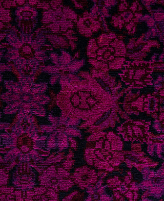 Contemporary Overdyed Wool Hand Knotted Purple Area Rug 4' 2" x 6' 3"