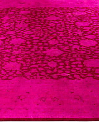 Overdyed Hand-Knotted Wool Modern-Contemporary Pink Area Rug 9' 1" x 12' 5"