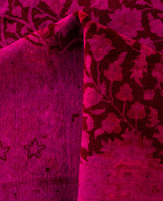 Overdyed Hand-Knotted Wool Modern-Contemporary Pink Area Rug 9' 1" x 12' 5"