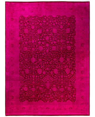 Overdyed Hand-Knotted Wool Modern-Contemporary Pink Area Rug 9' 1" x 12' 5"