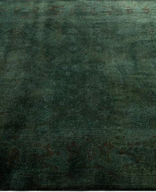 Contemporary Overdyed Wool Hand Knotted Green Area Rug 4' 2" x 6' 3"