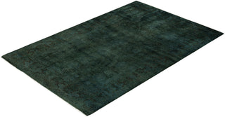 Contemporary Overdyed Wool Hand Knotted Green Area Rug 4' 2" x 6' 3"