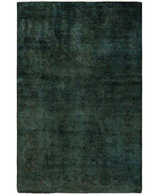 Contemporary Overdyed Wool Hand Knotted Green Area Rug 4' 2" x 6' 3"