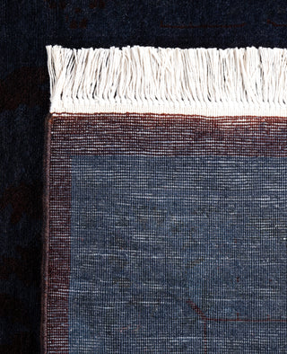 Contemporary Overdyed Wool Hand Knotted Black Runner 2' 7" x 12' 9"