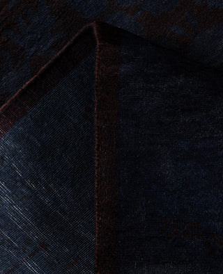 Contemporary Overdyed Wool Hand Knotted Black Runner 2' 7" x 12' 9"
