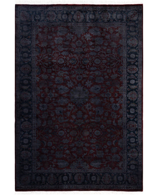Contemporary Overdyed Wool Hand Knotted Red Area Rug 4' 2" x 6' 1"