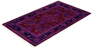 Contemporary Overdyed Wool Hand Knotted Red Runner 2' 7" x 4' 3"