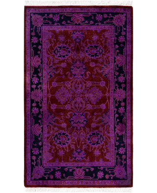 Contemporary Overdyed Wool Hand Knotted Red Runner 2' 7" x 4' 3"