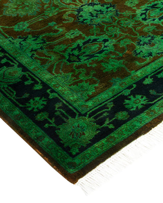 Modern Overdyed Hand Knotted Wool Green Area Rug 2' 9" x 4' 1"