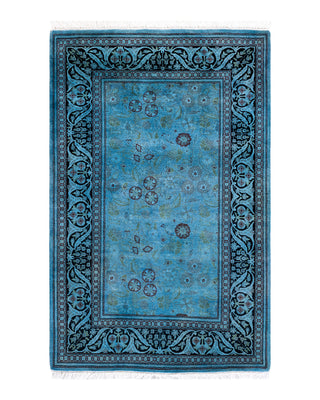Contemporary Fine Vibrance Blue Wool Area Rug 2' 9" x 4' 3"
